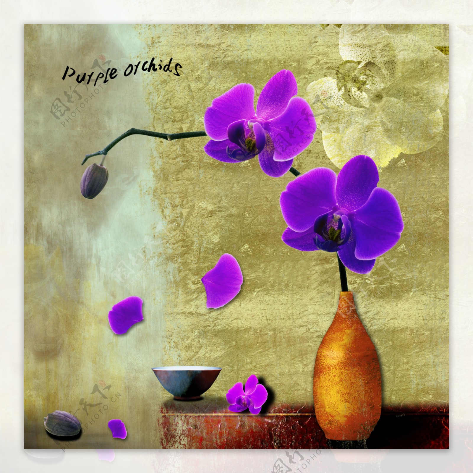 紫色插花装饰画