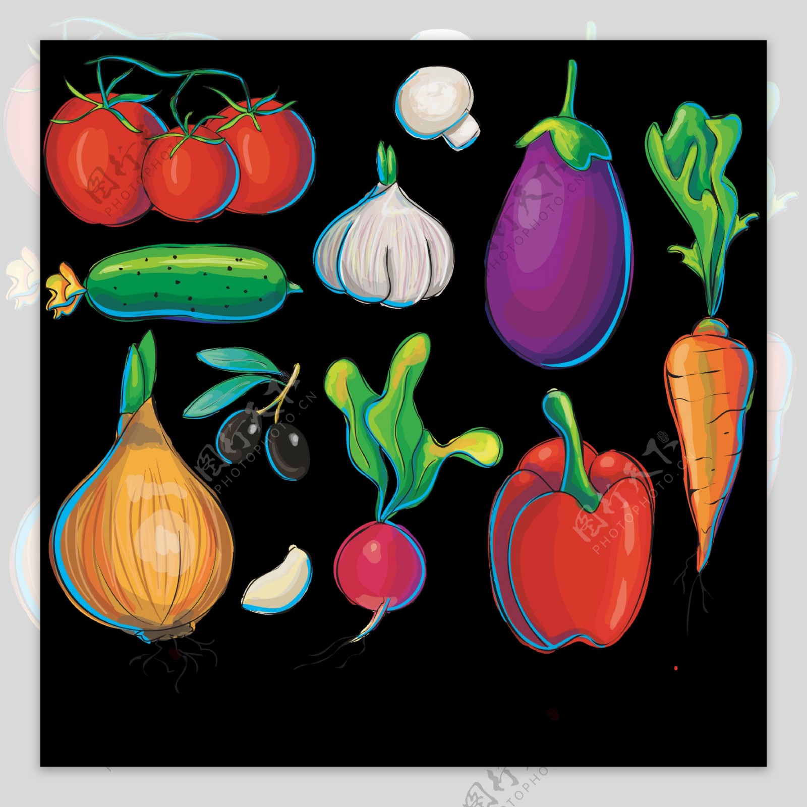 各种蔬菜插图免抠png透明图层素材