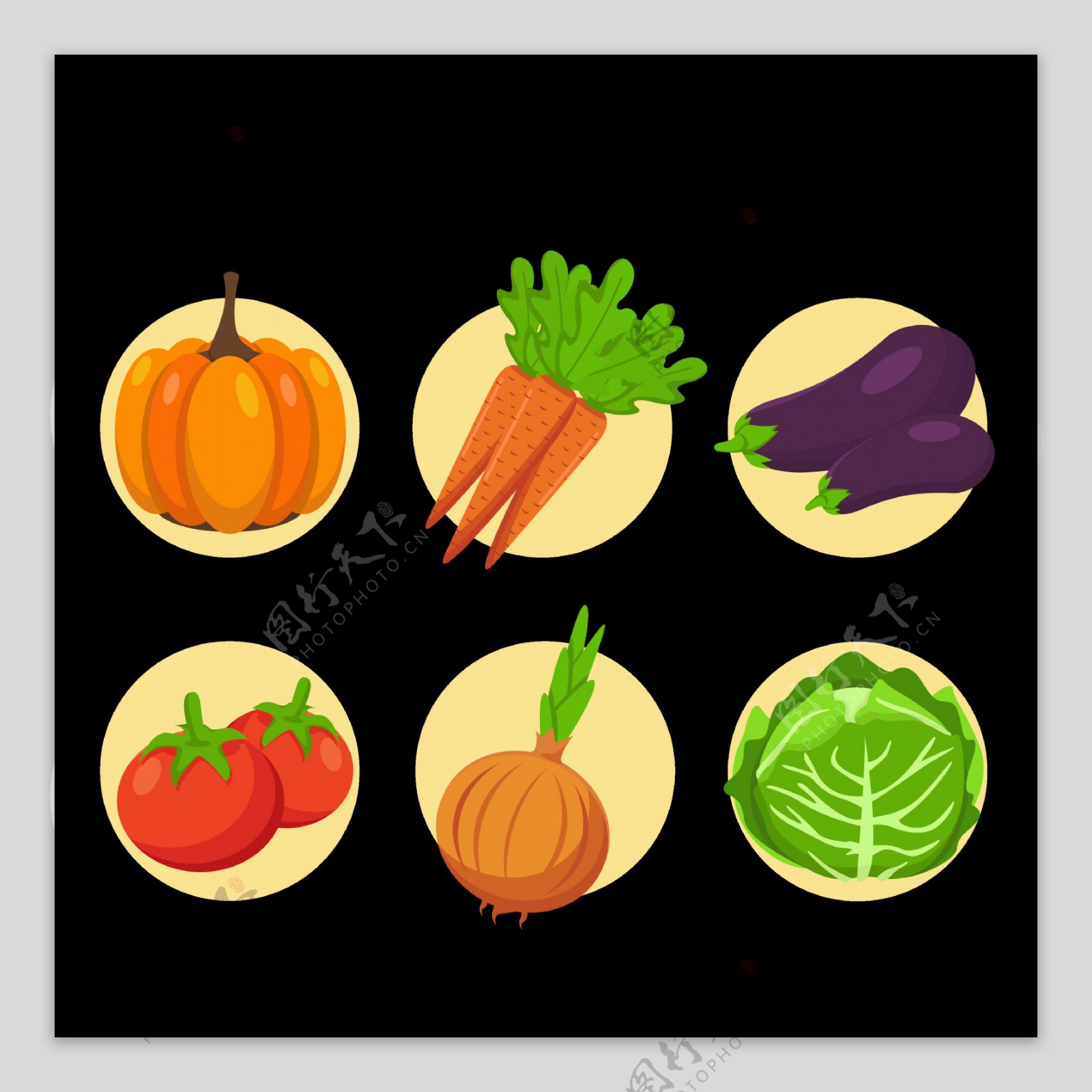 各种圆形蔬菜图标免抠png透明图层素材