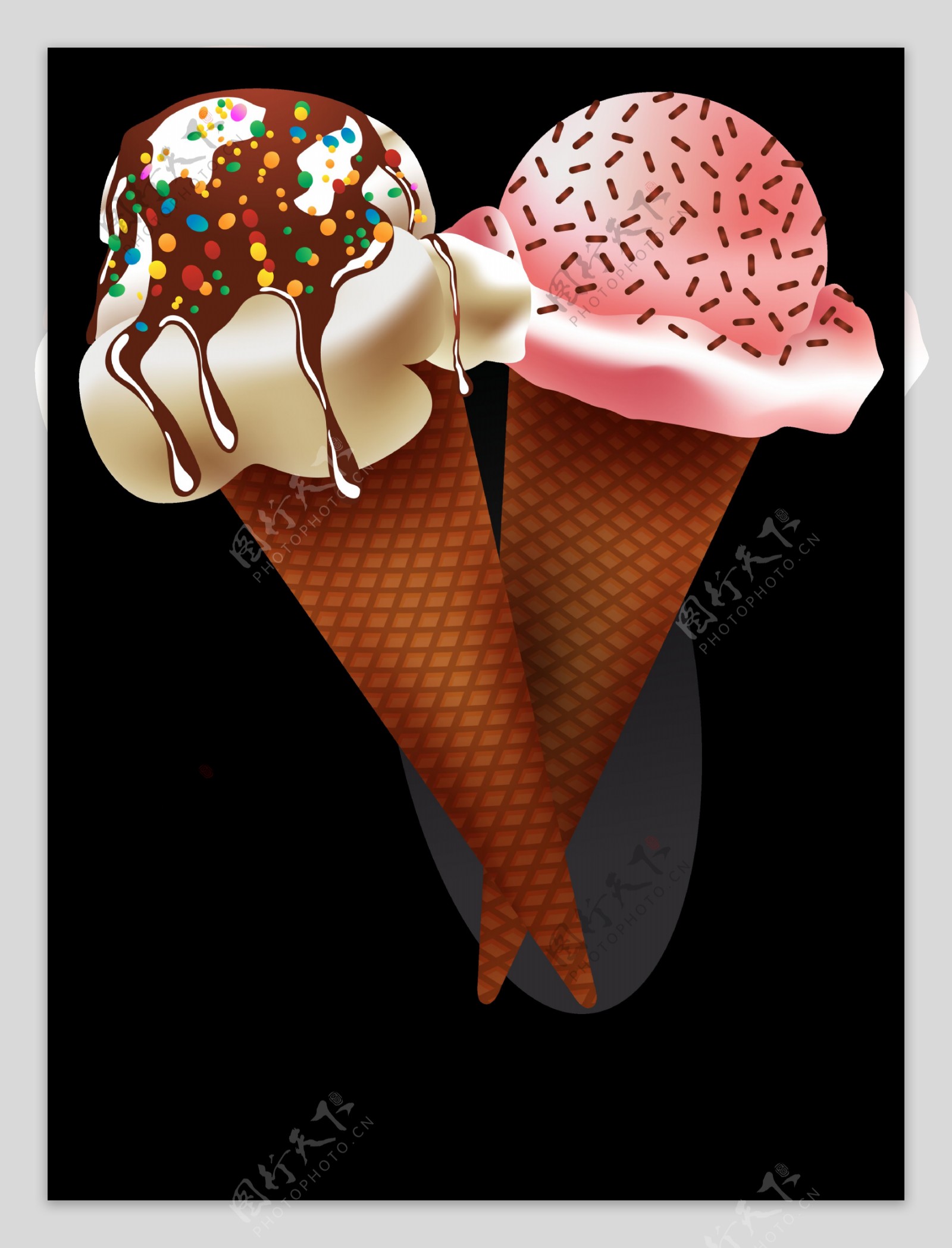 手绘写实风格冰淇淋免抠png透明图层素材