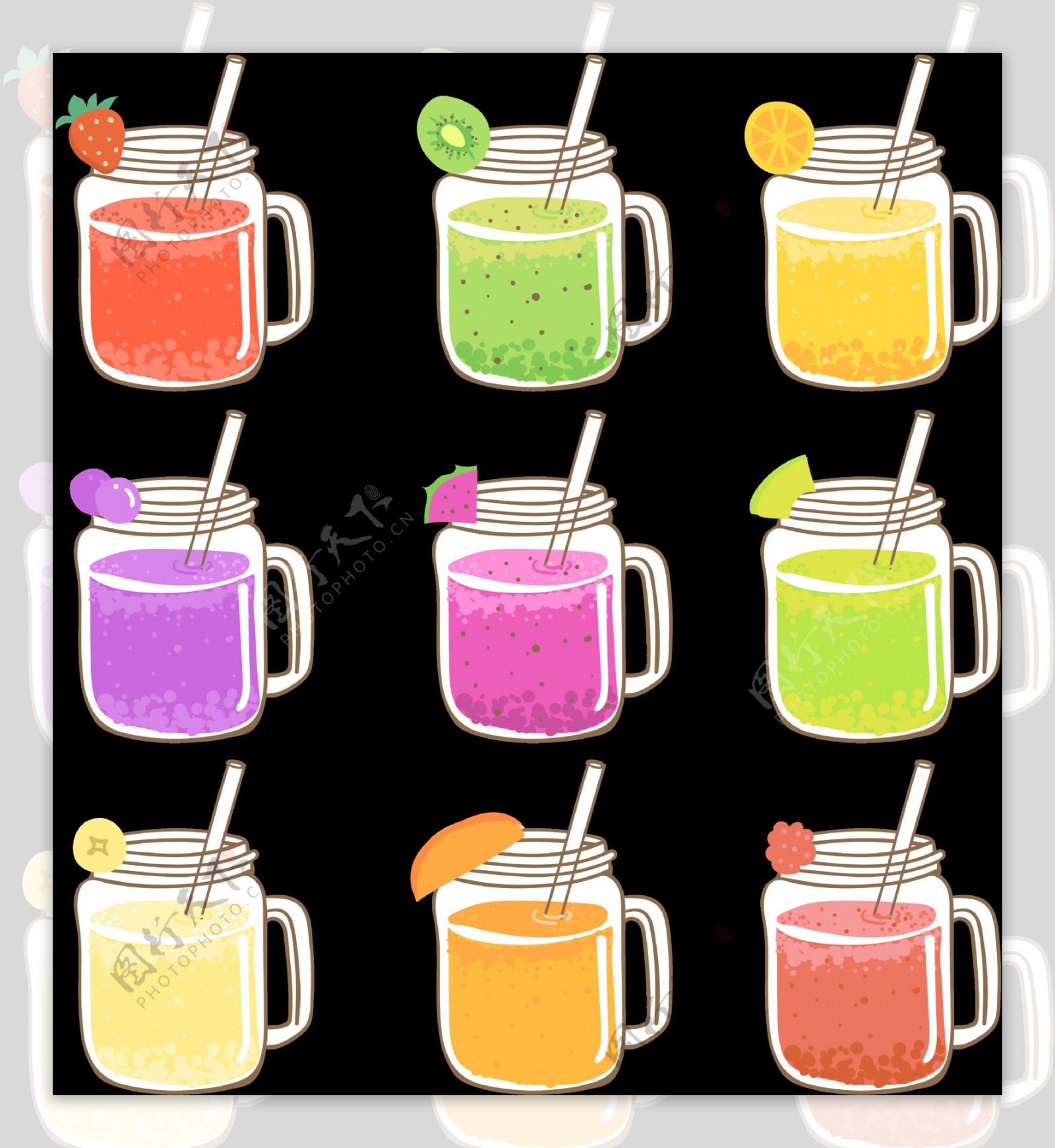 玻璃瓶果汁插画图标免抠png透明图层素材