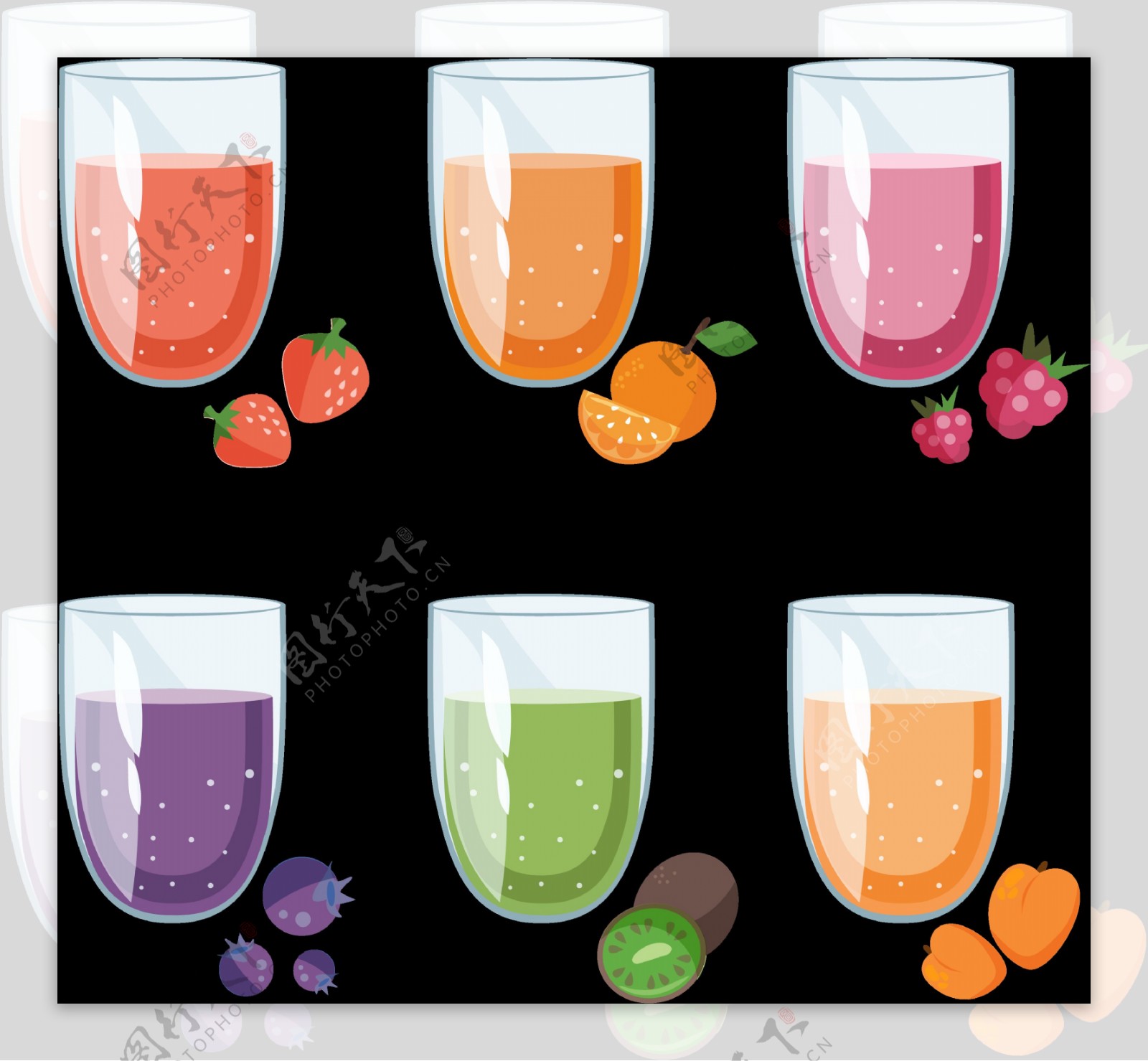 各种水果果汁插画图标免抠png透明素材