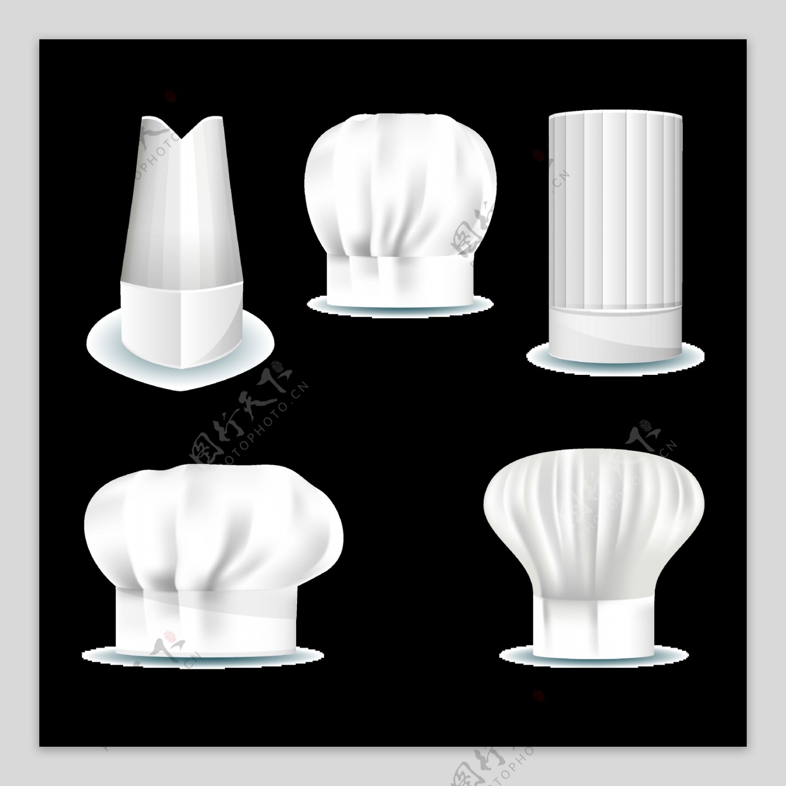 白色立体厨师帽免抠png透明图层素材