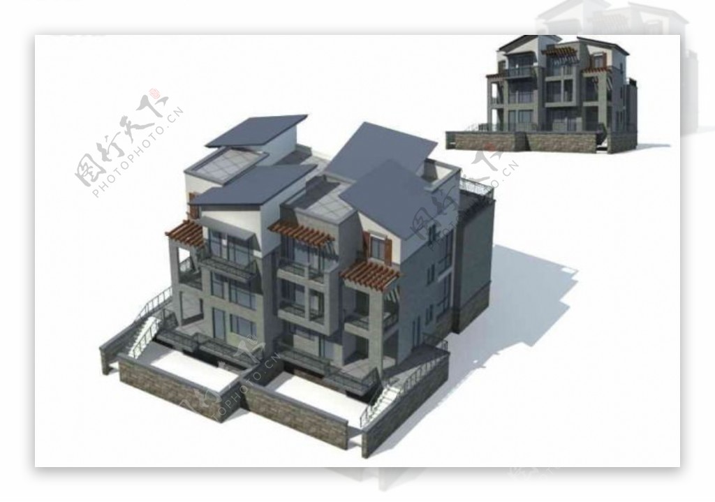MAX多层别墅3D模型