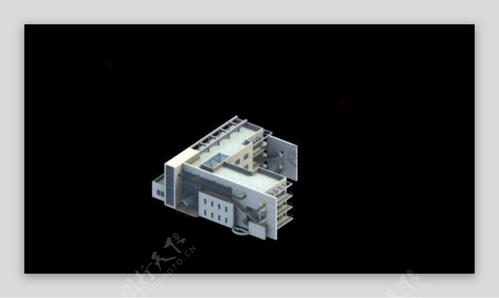 L形公建建筑3D模型