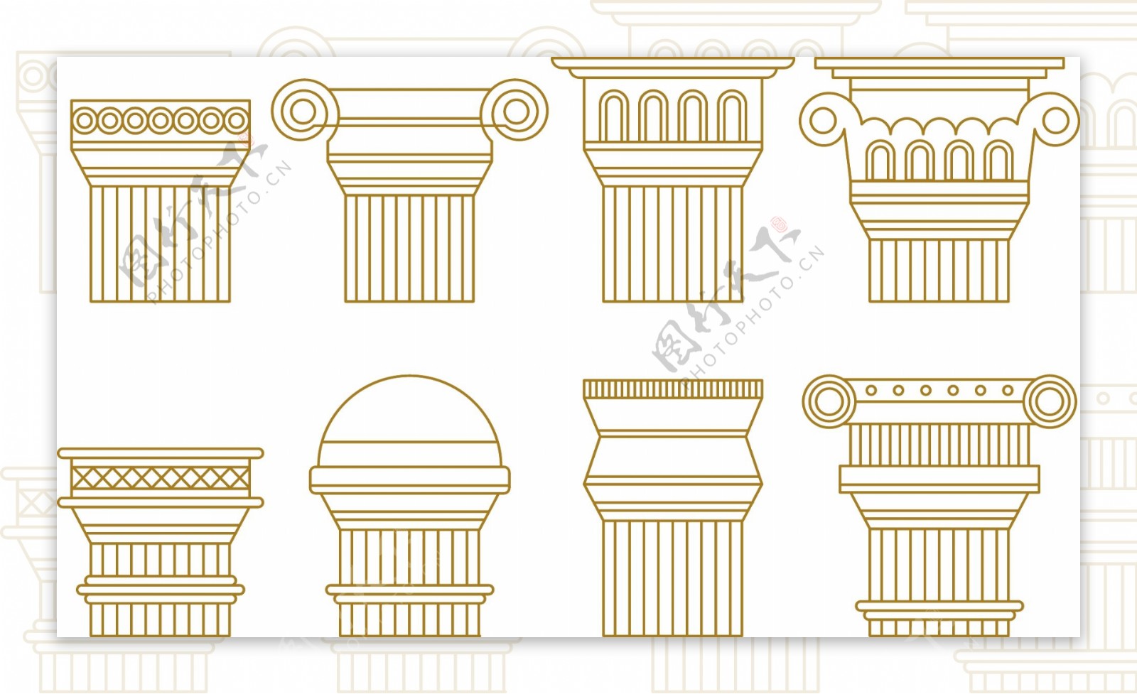 手绘线性罗马柱
