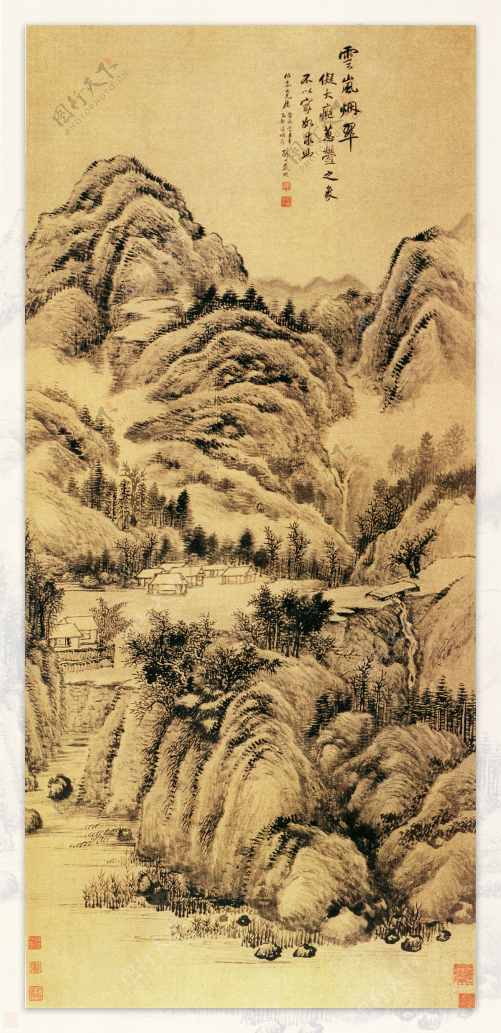 山村风景画图片