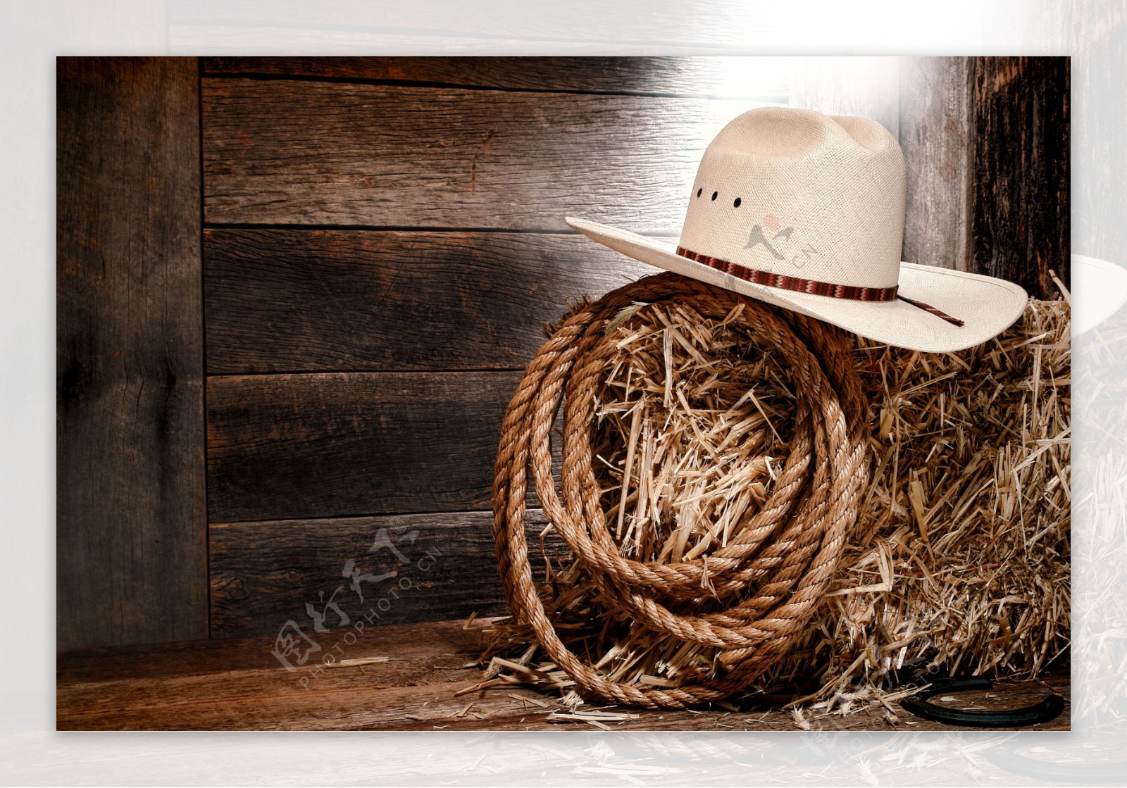 西部牛仔帽子绳子图片
