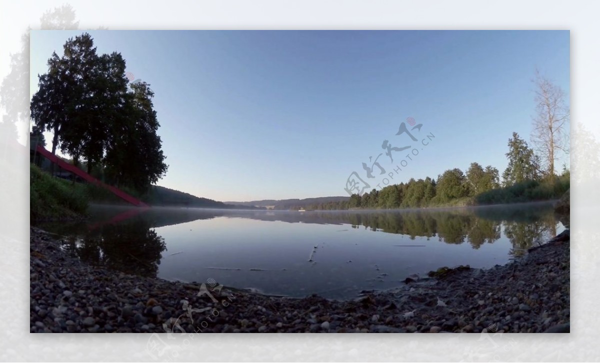 湖泊反射树木视频