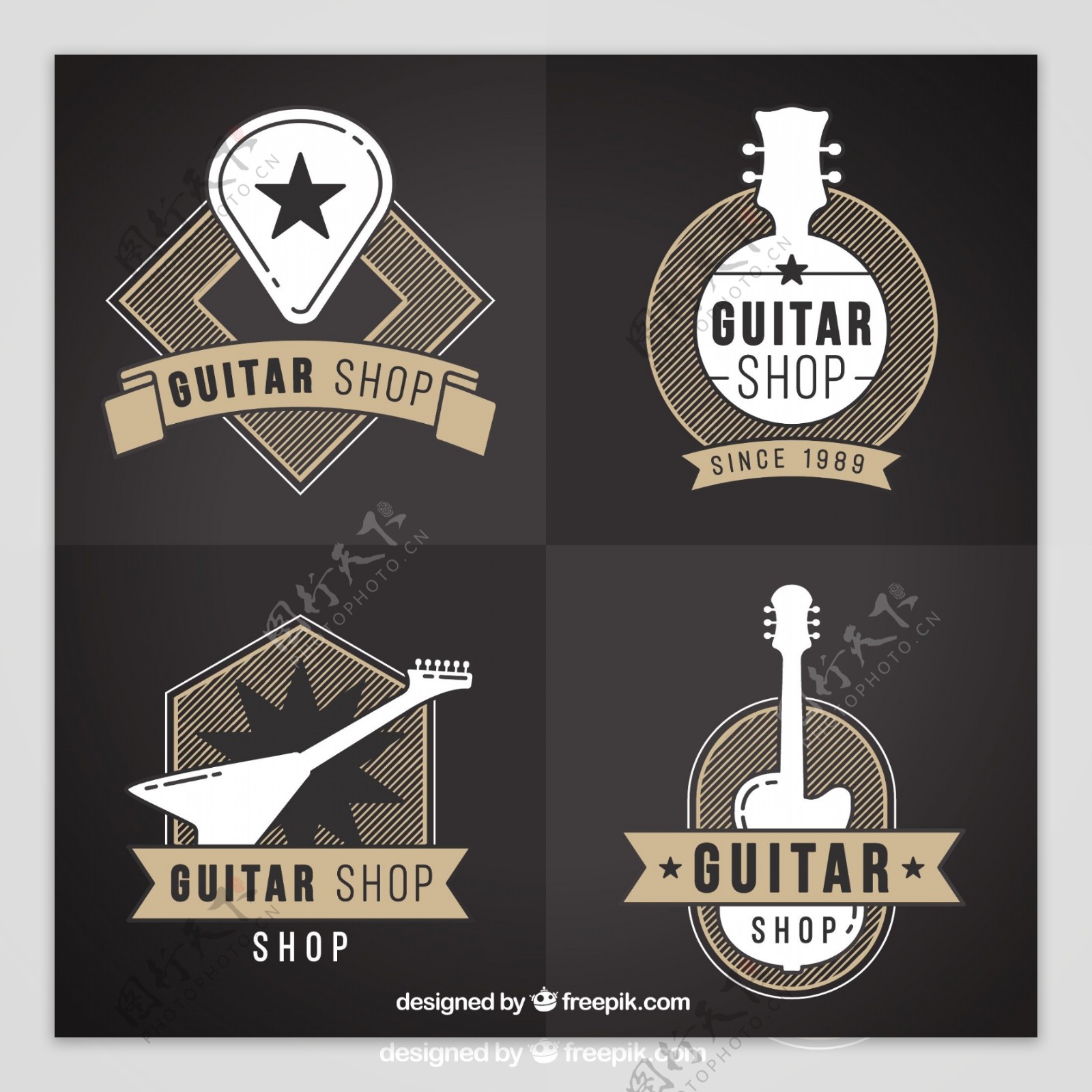 四个吉他标志集