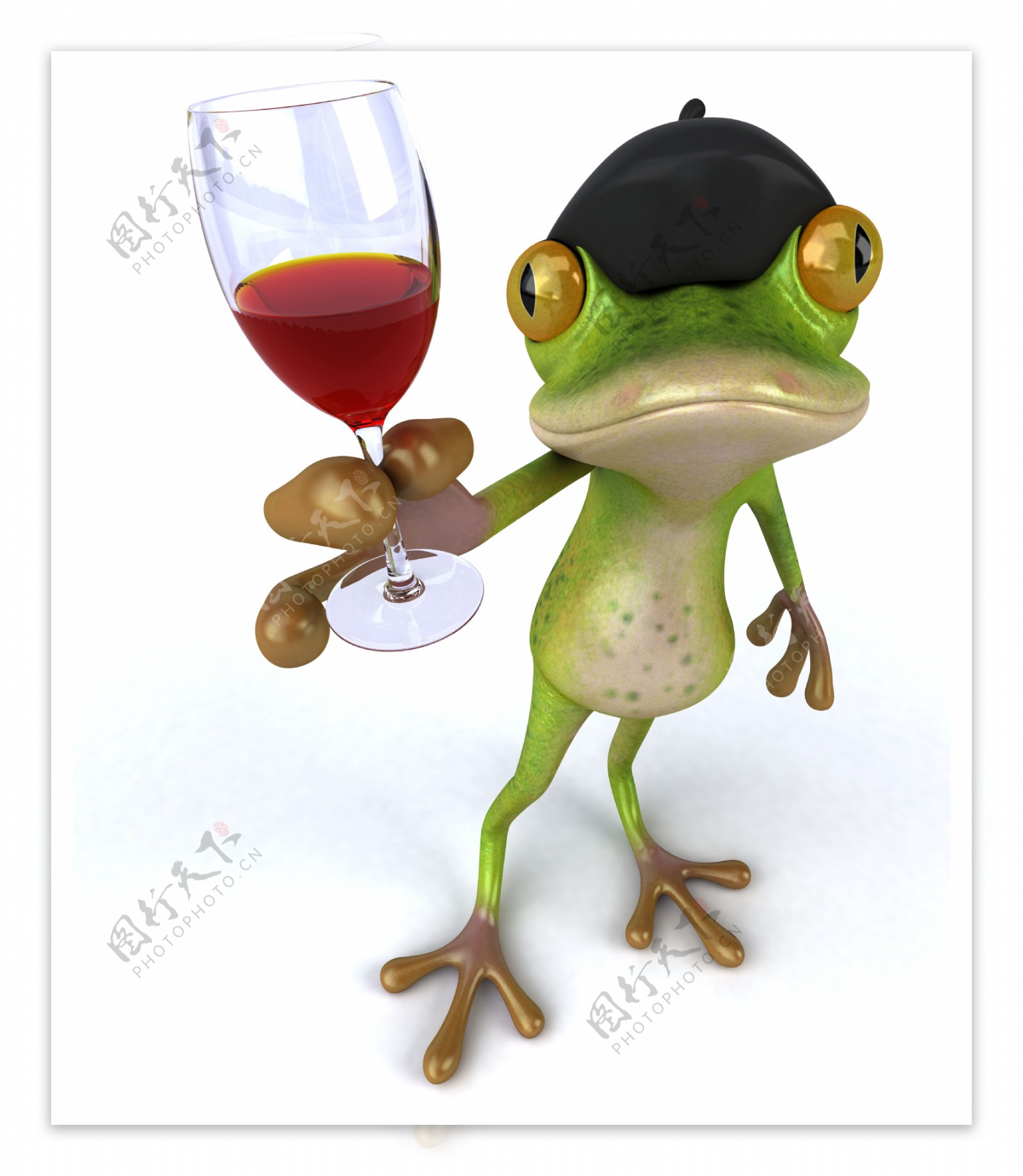 端着红酒的青蛙图片