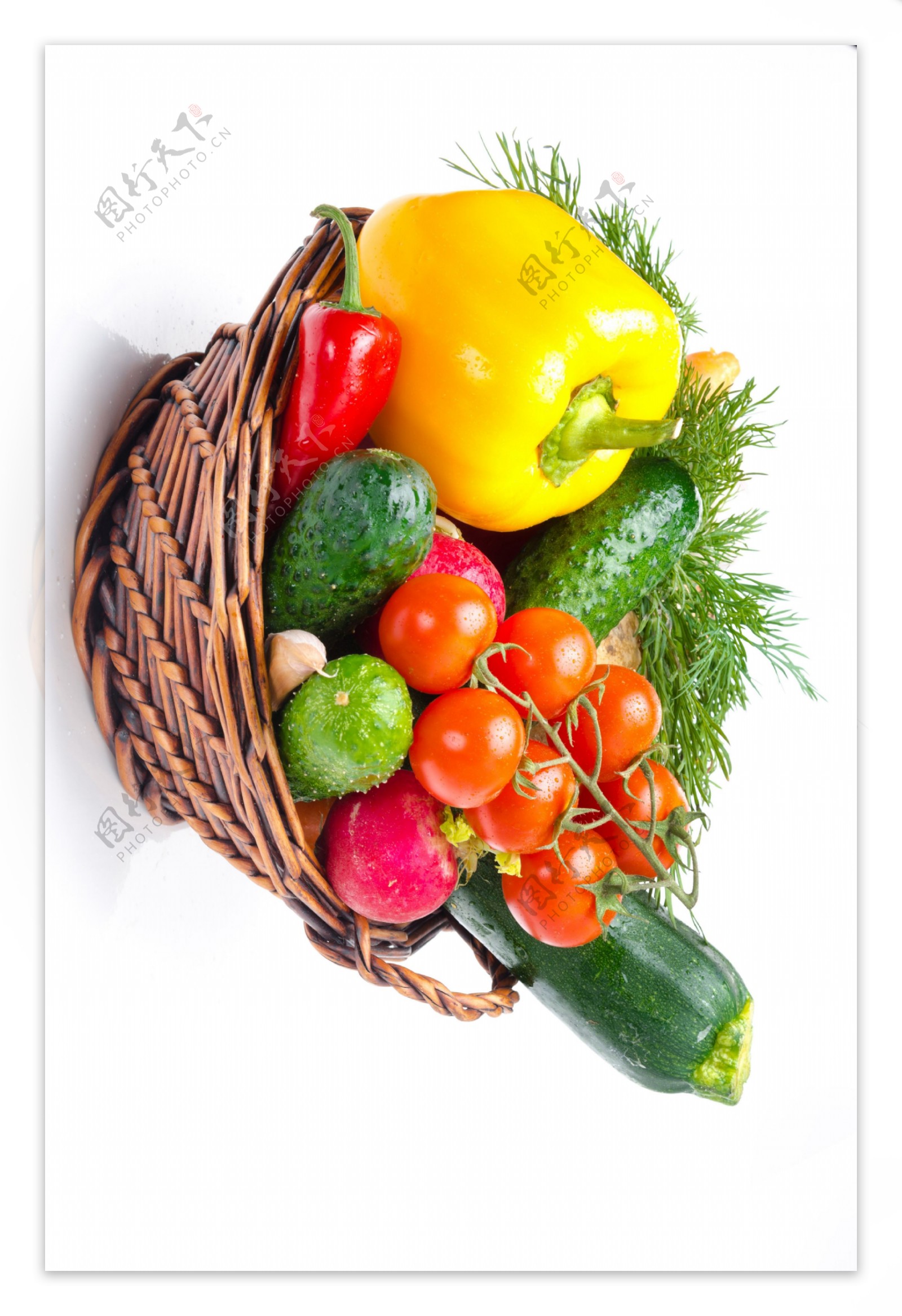 篮子里艳丽的蔬菜图片