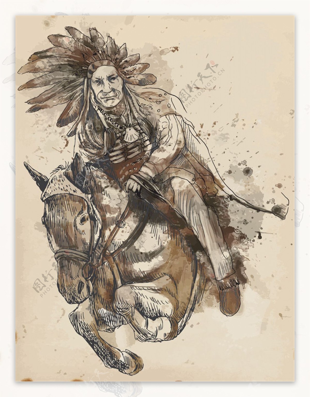 骑马的印第安人图片