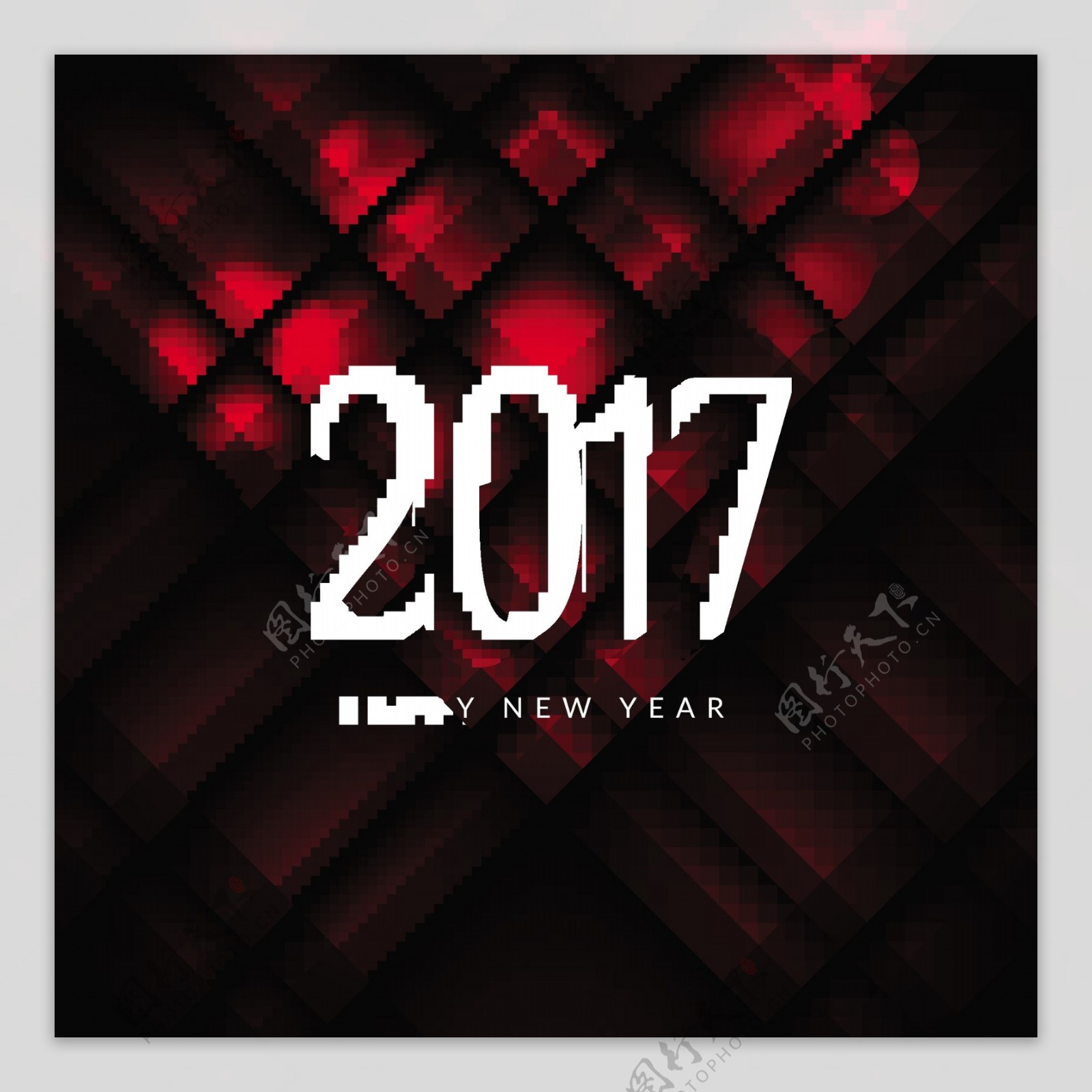 抽象造型新年2017红背景