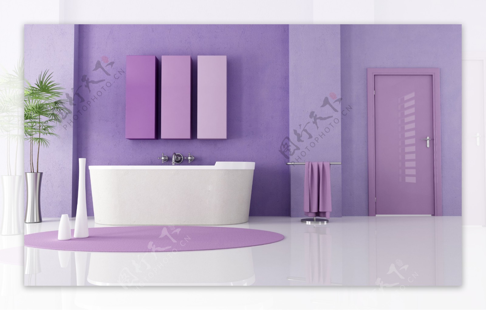 浪漫紫色浴室装潢设计图片