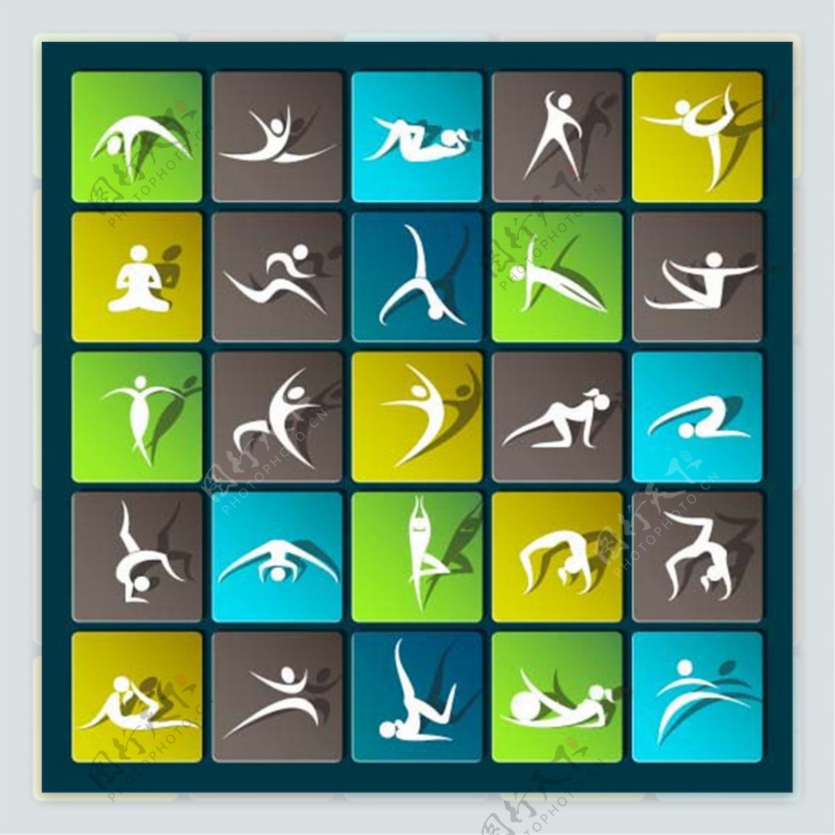 方形体育运动人物标志图片