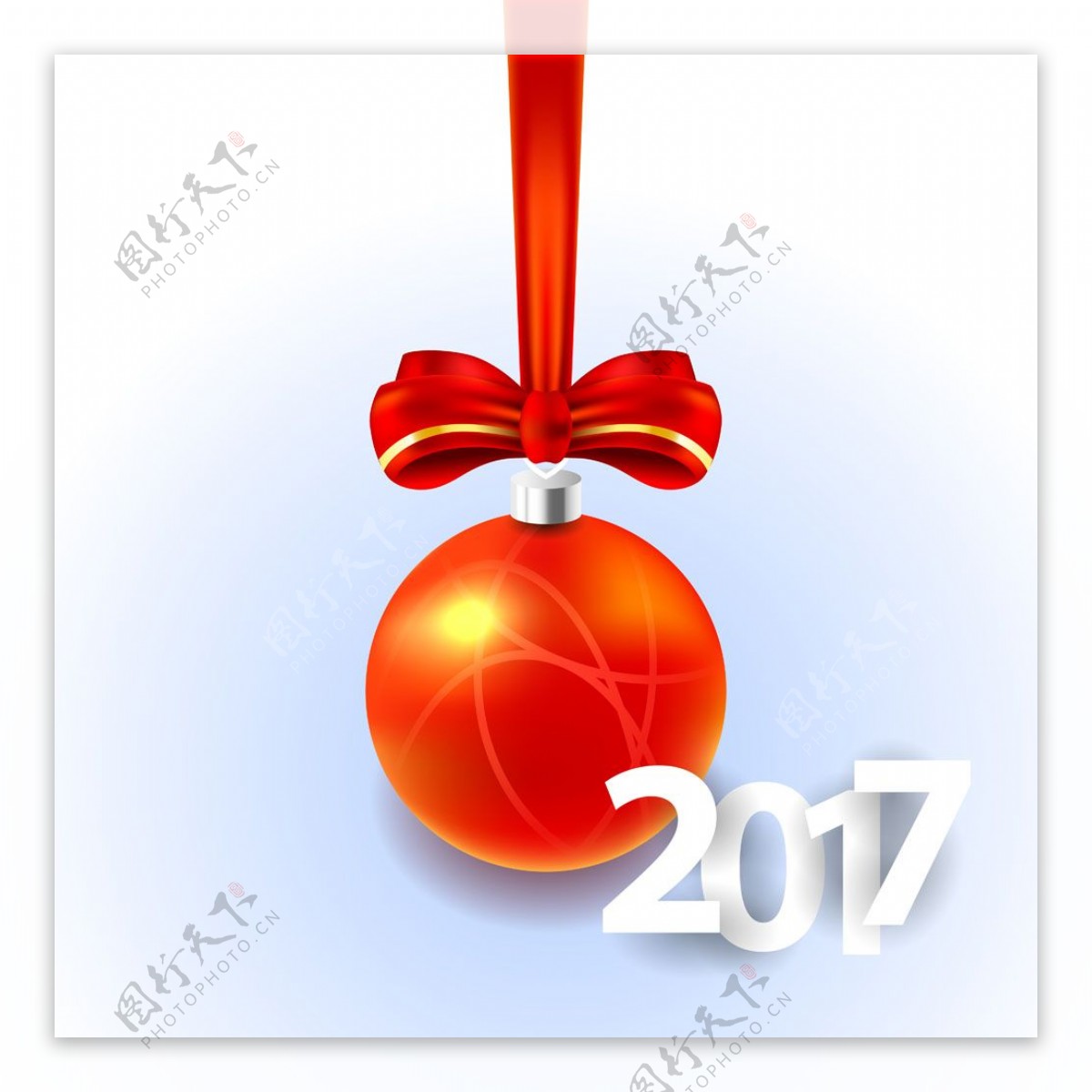 红色圣诞球与2017图片