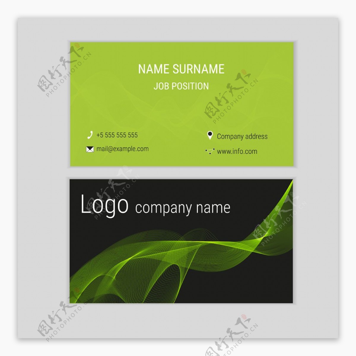 绿色简洁企业名片图片