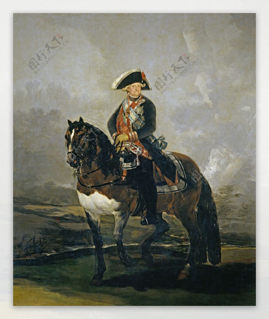 骑马的将军肖像油画图片