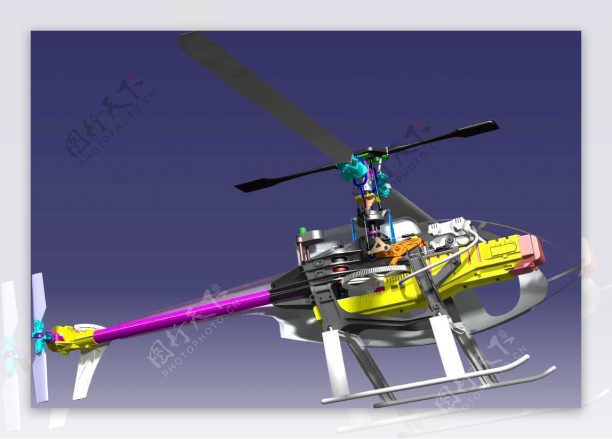 遥控直升机机械模型