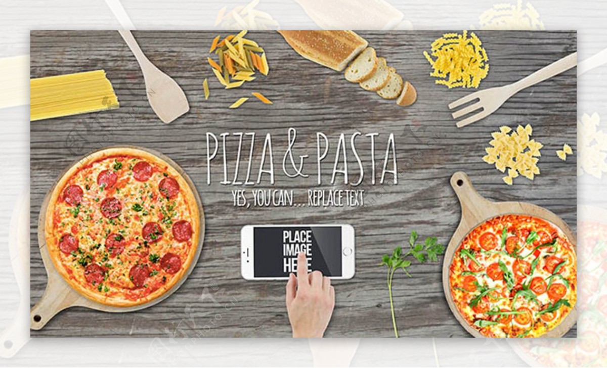 手机订餐披萨灯箱美食海报设计