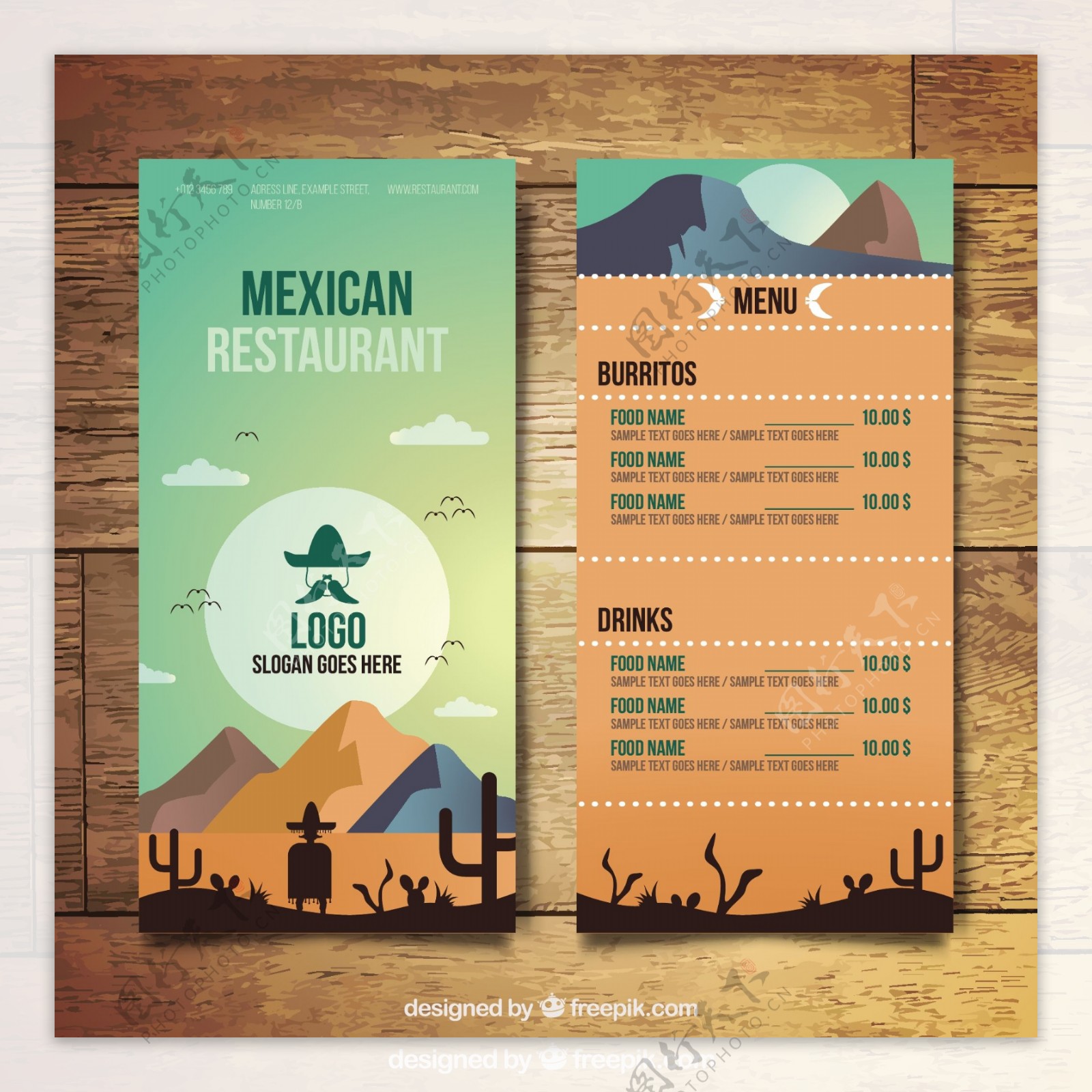 沙漠中美丽的墨西哥菜单