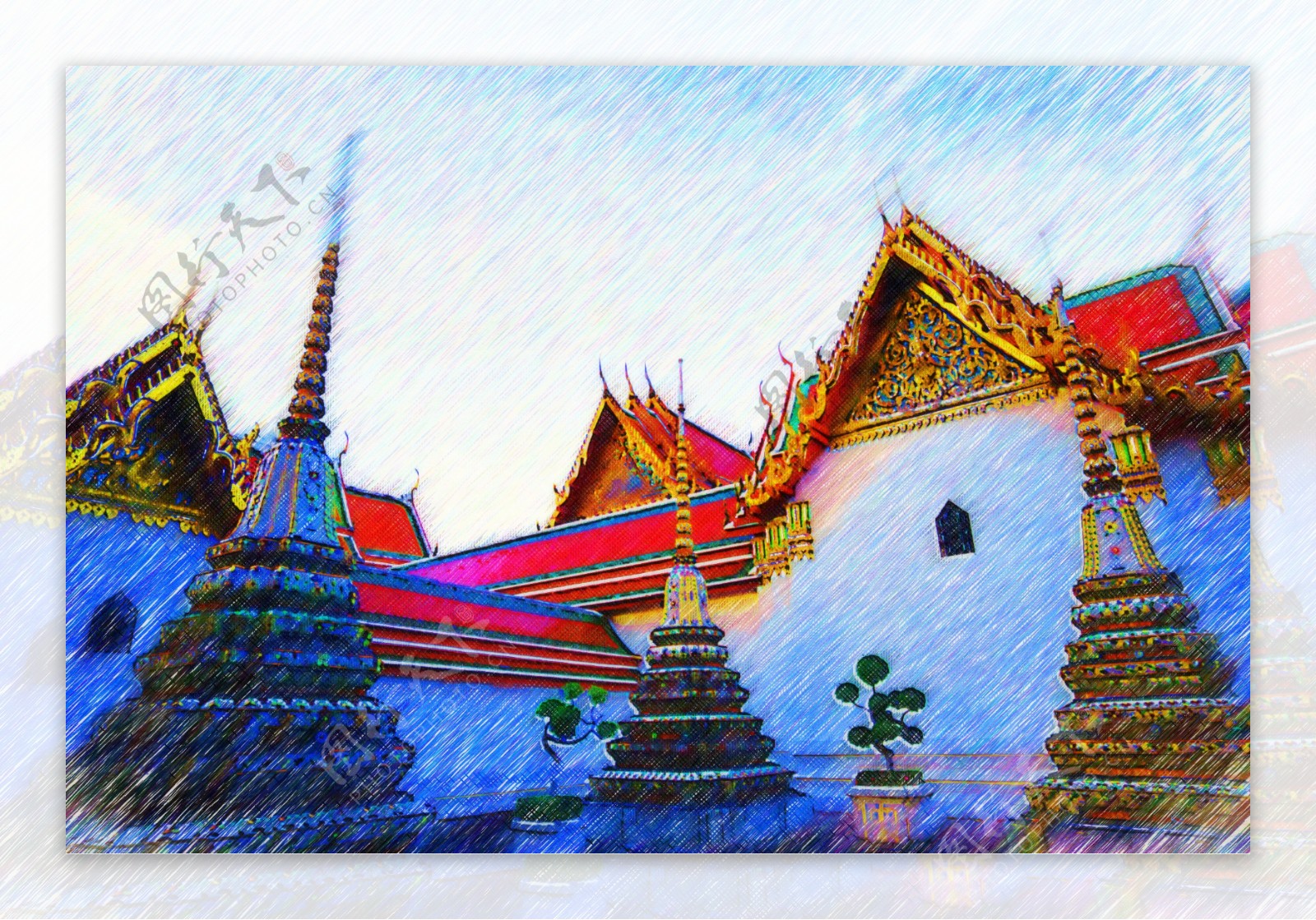 泰国风景油画图片