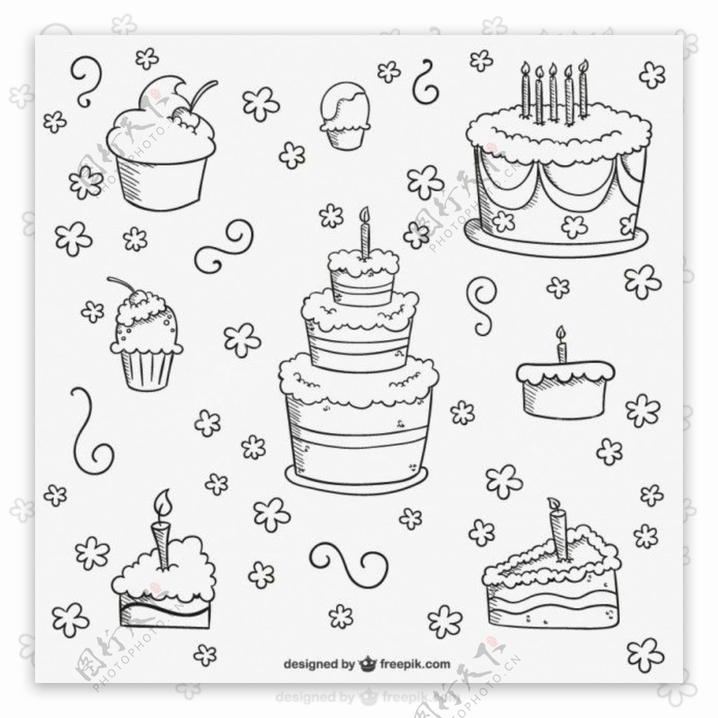 生日蛋糕的涂鸦
