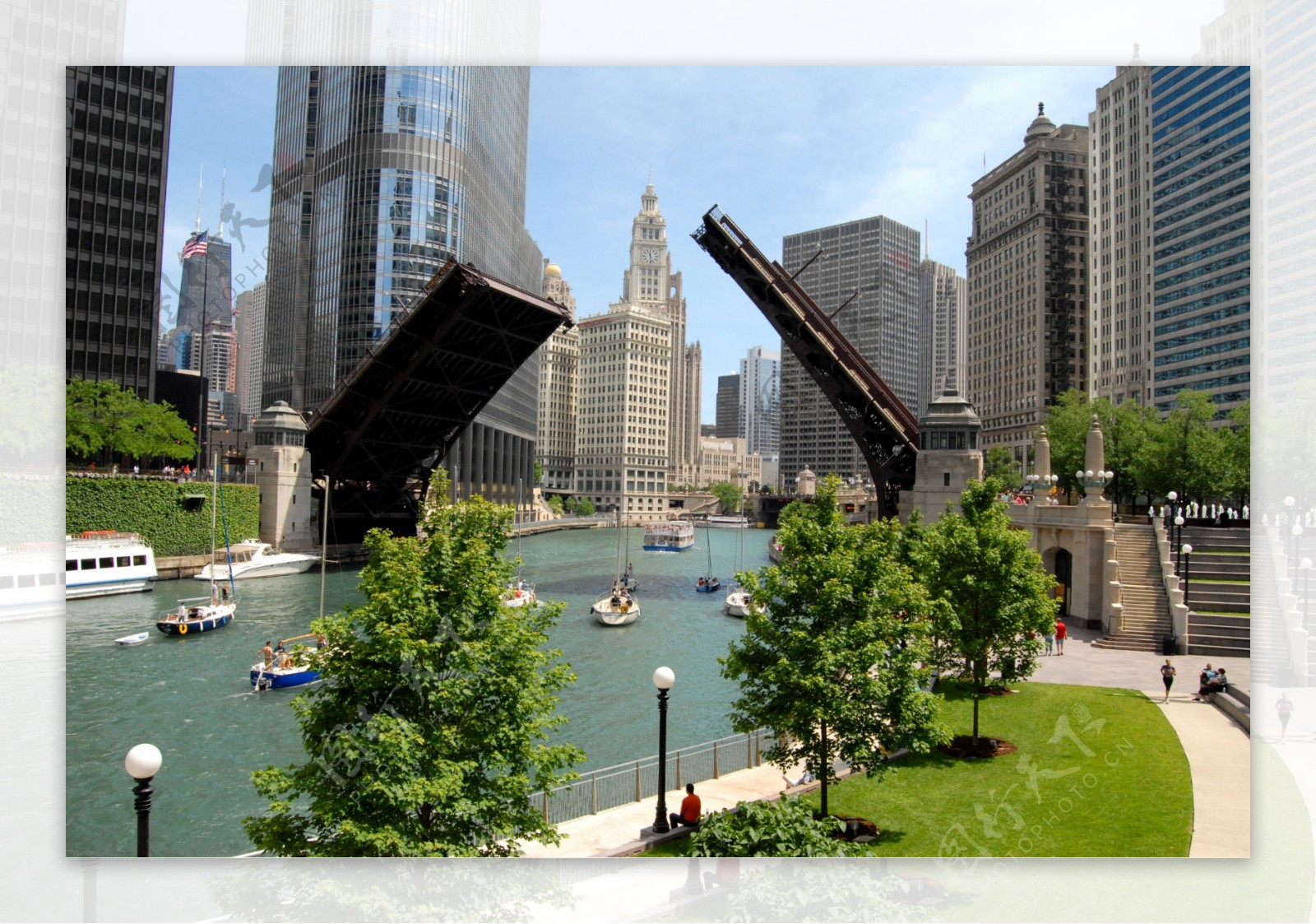 芝加哥桥梁风景图片