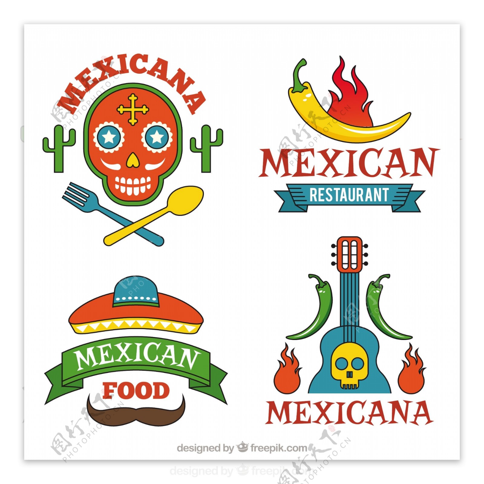 美味的墨西哥食品标识