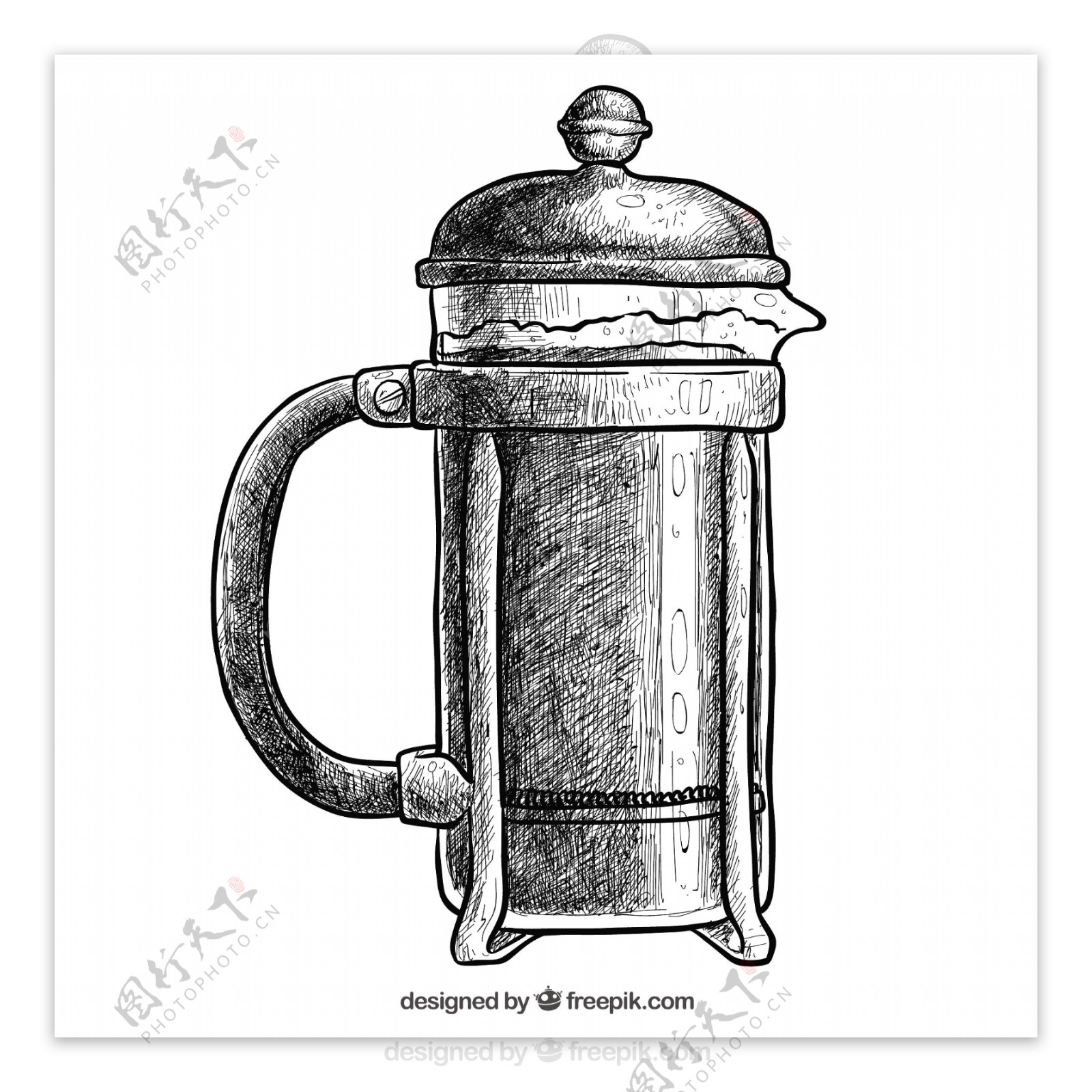手绘复古法国咖啡壶