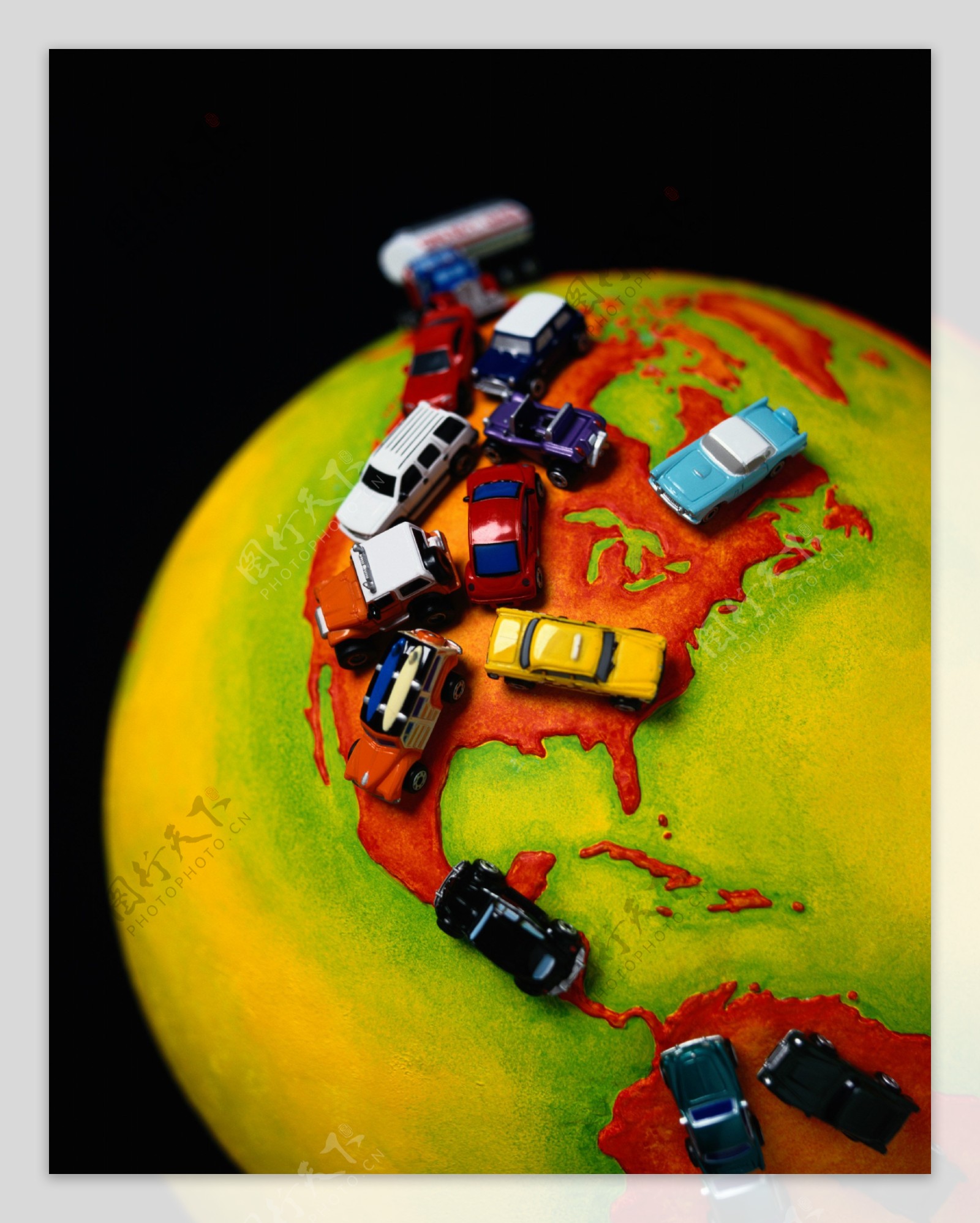 创意地球轿车背景图片
