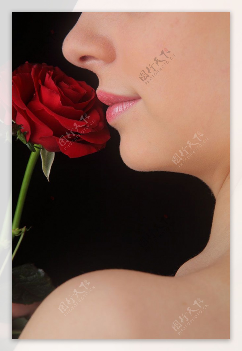 闻玫瑰花香的性感美女图片