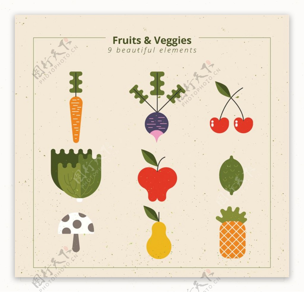 抽象蔬果设计矢量图