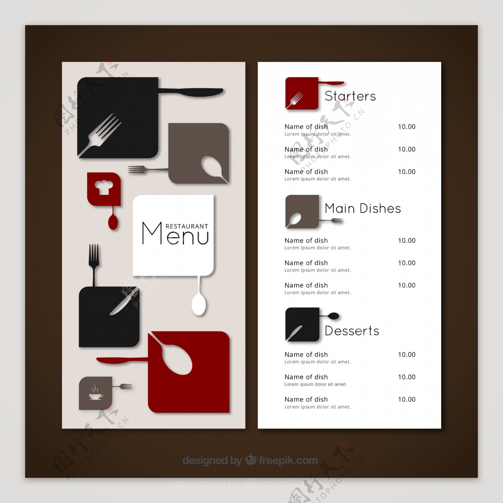 时尚餐厅菜单设计矢量图