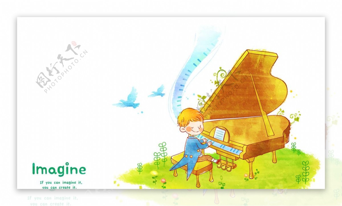 卡通钢琴音乐儿童海报设计