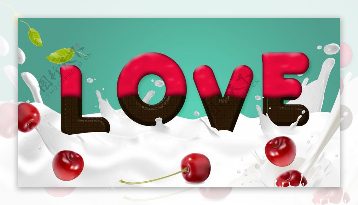 奶油牛奶巧克力LOVE字体设计