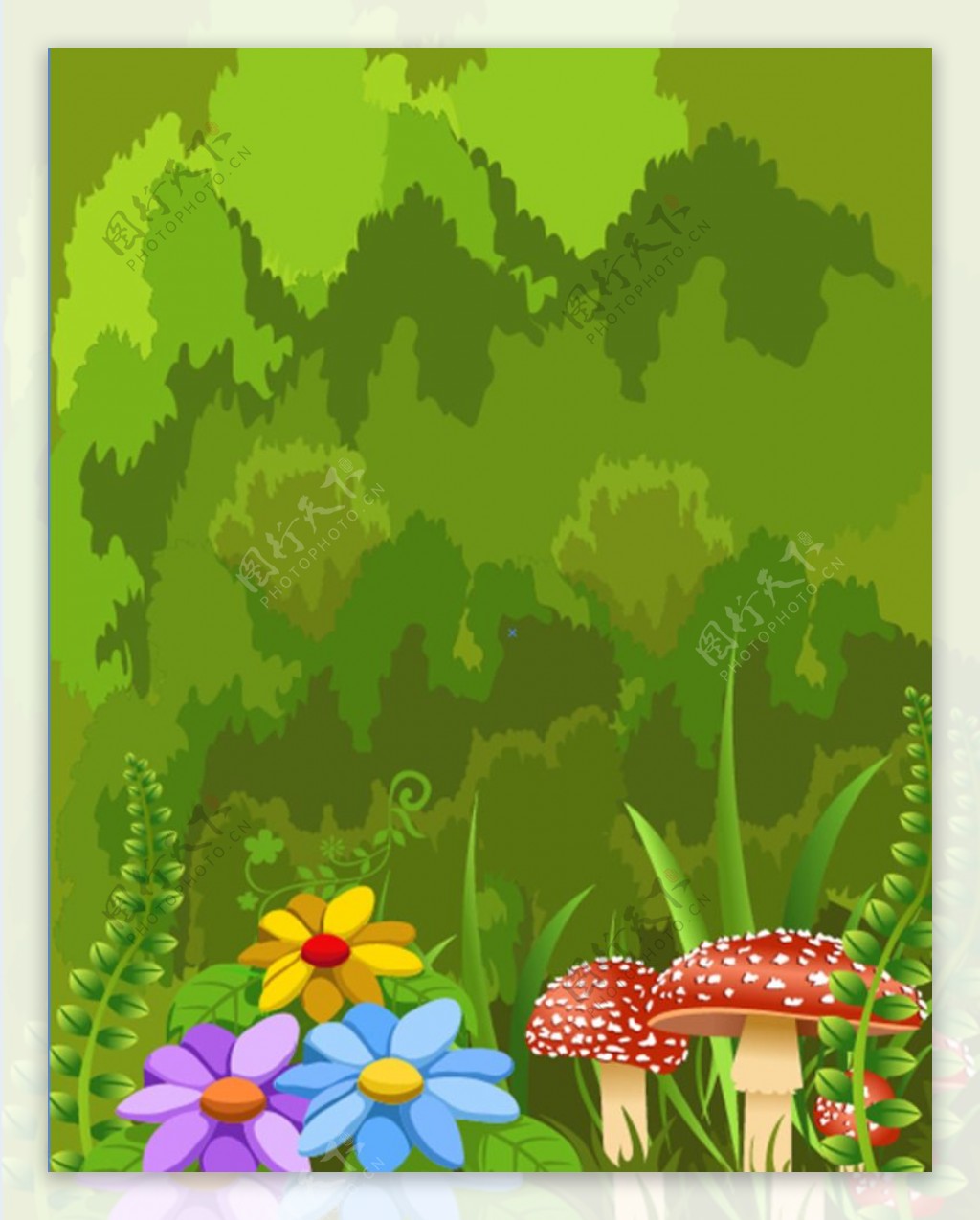 卡通背景蘑菇花朵
