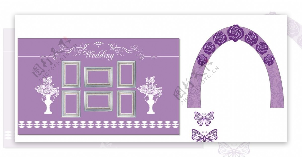 紫色婚礼背景造型