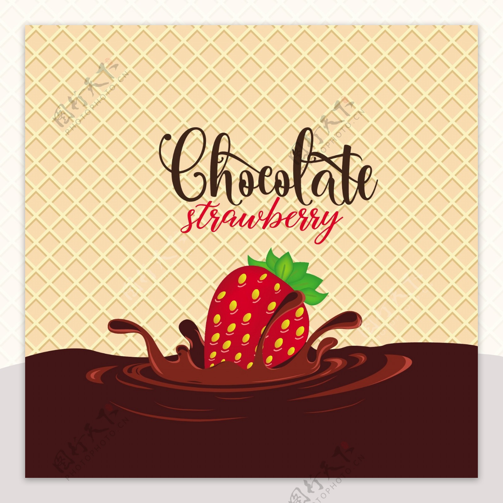 美味草莓巧克力威化饼背景图