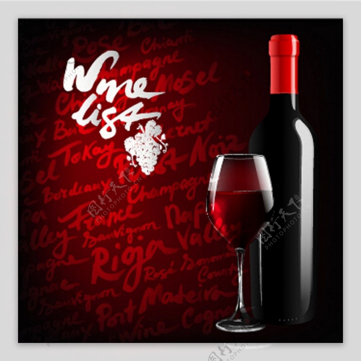 红色葡萄酒背景图