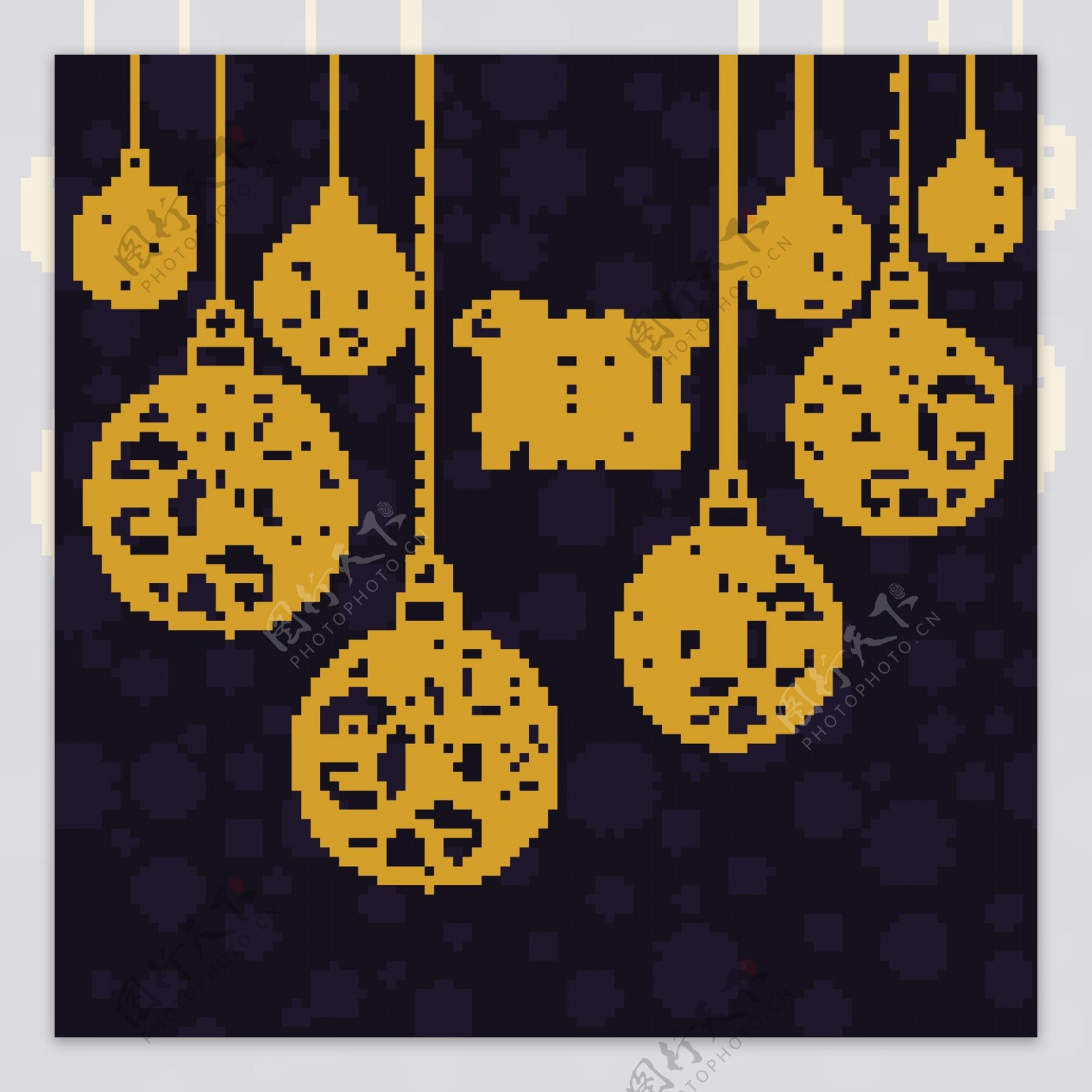 金色花纹圣诞吊球折扣海报矢量素材