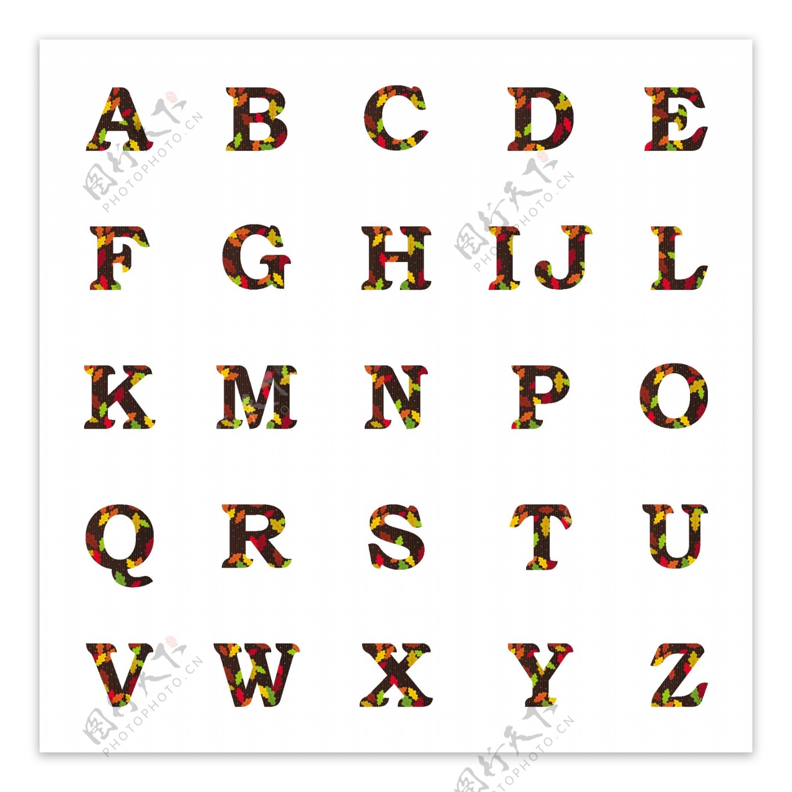秋季字母平面样式图标