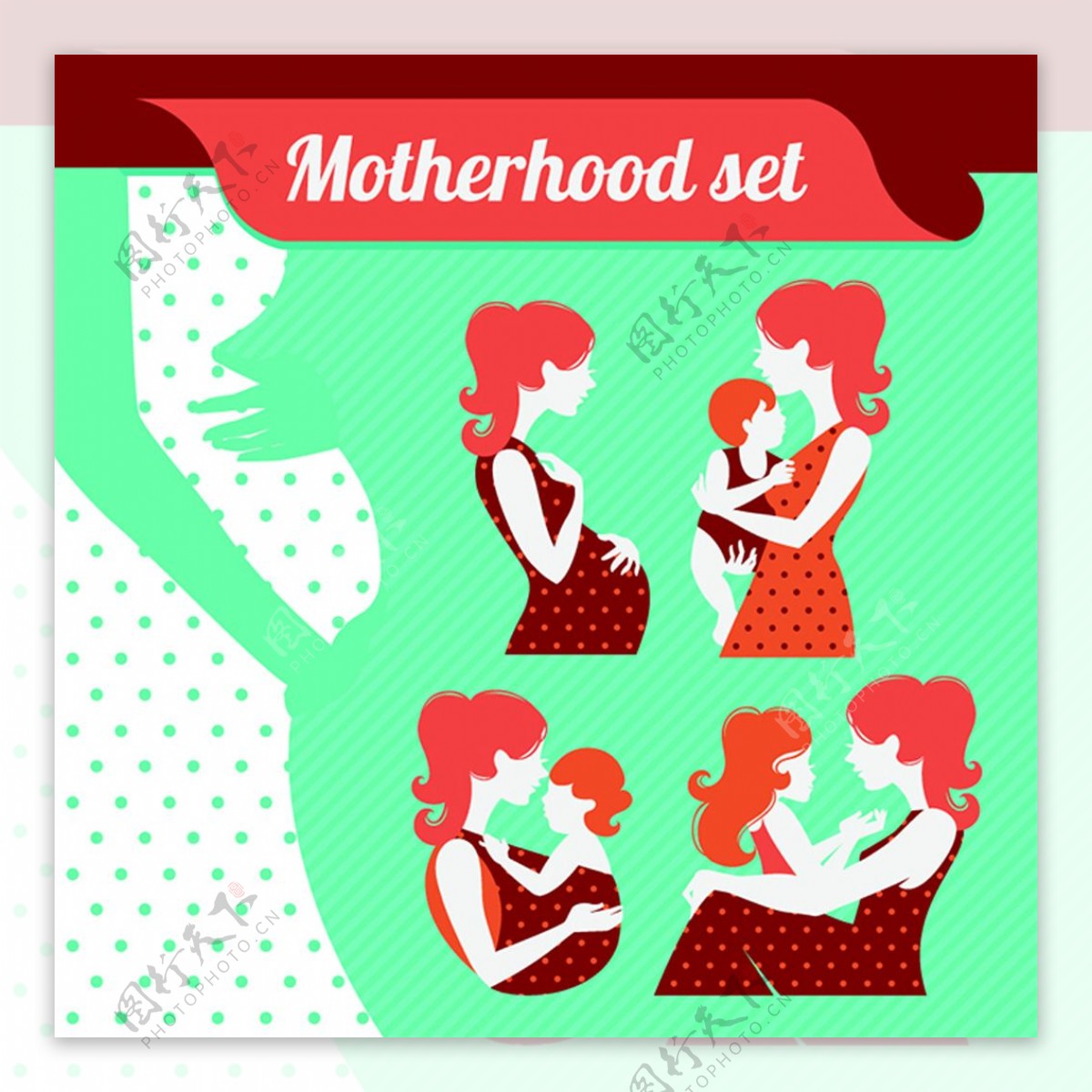 母亲节孕妇人物插画矢量