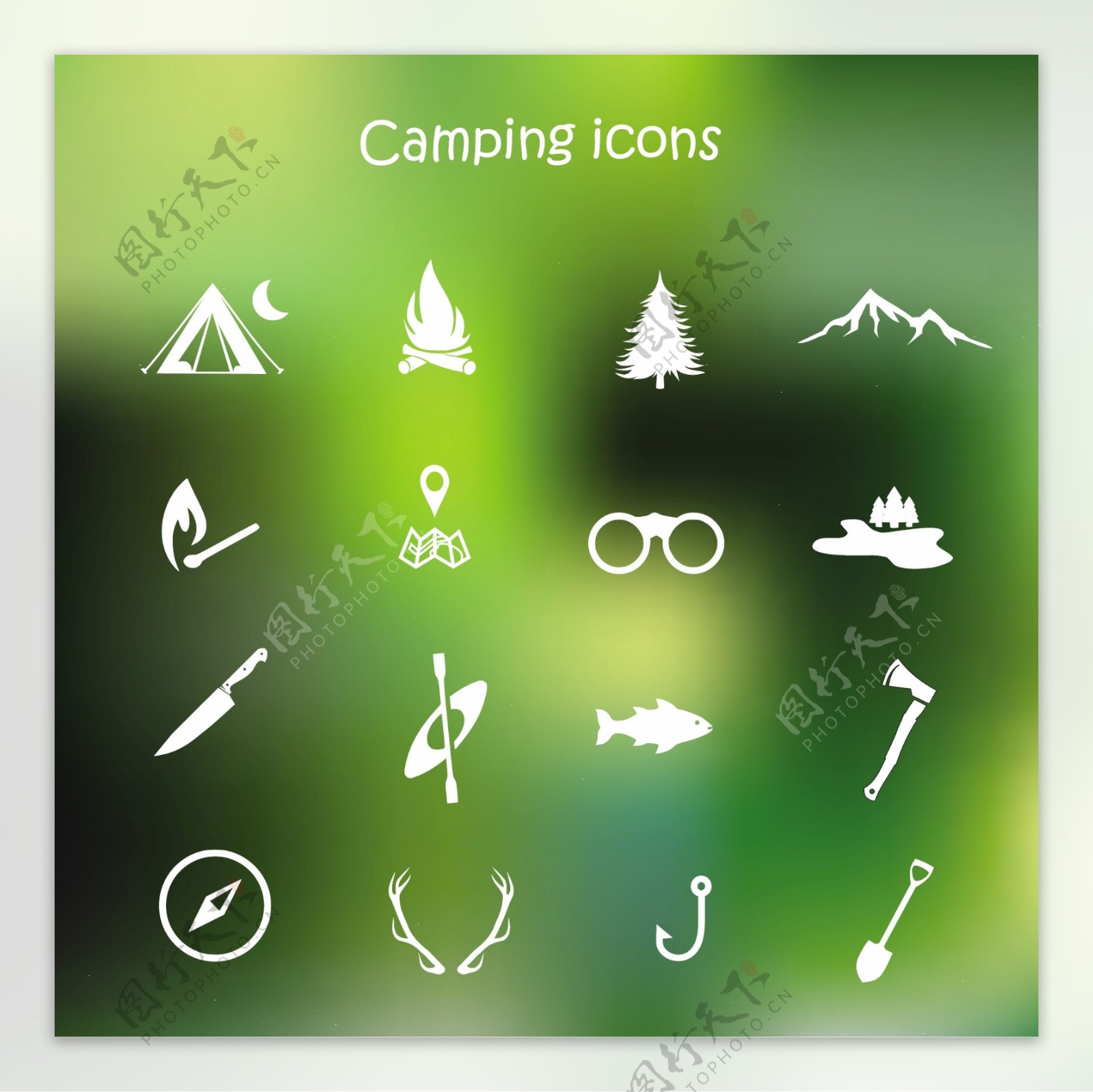 登山远足icons图标设计