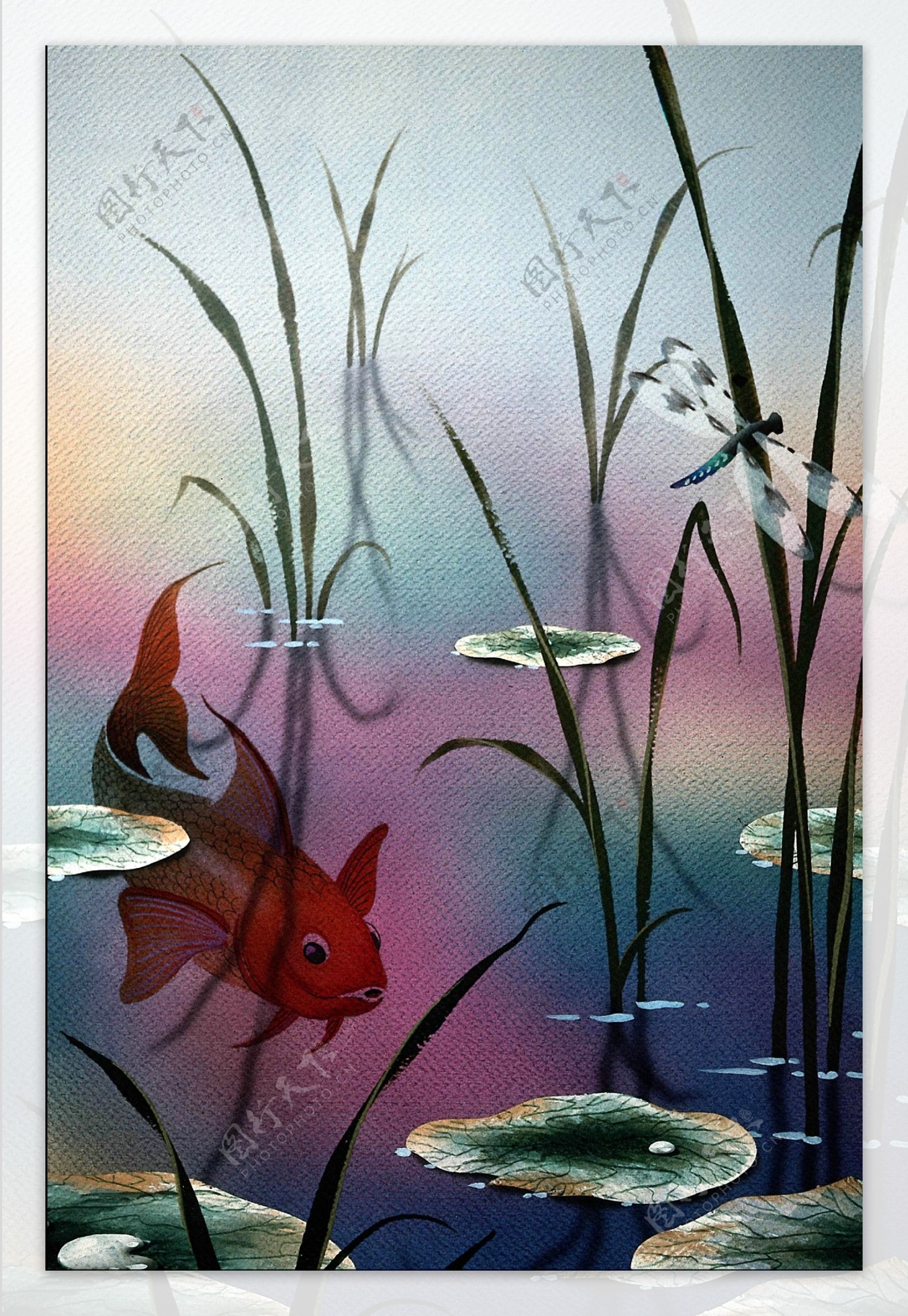 鱼动物丙烯画装饰画0027