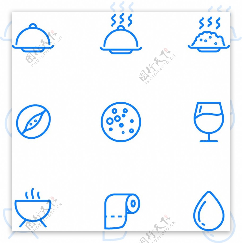 卡通食物类蓝色线条矢量图标ai源文件3
