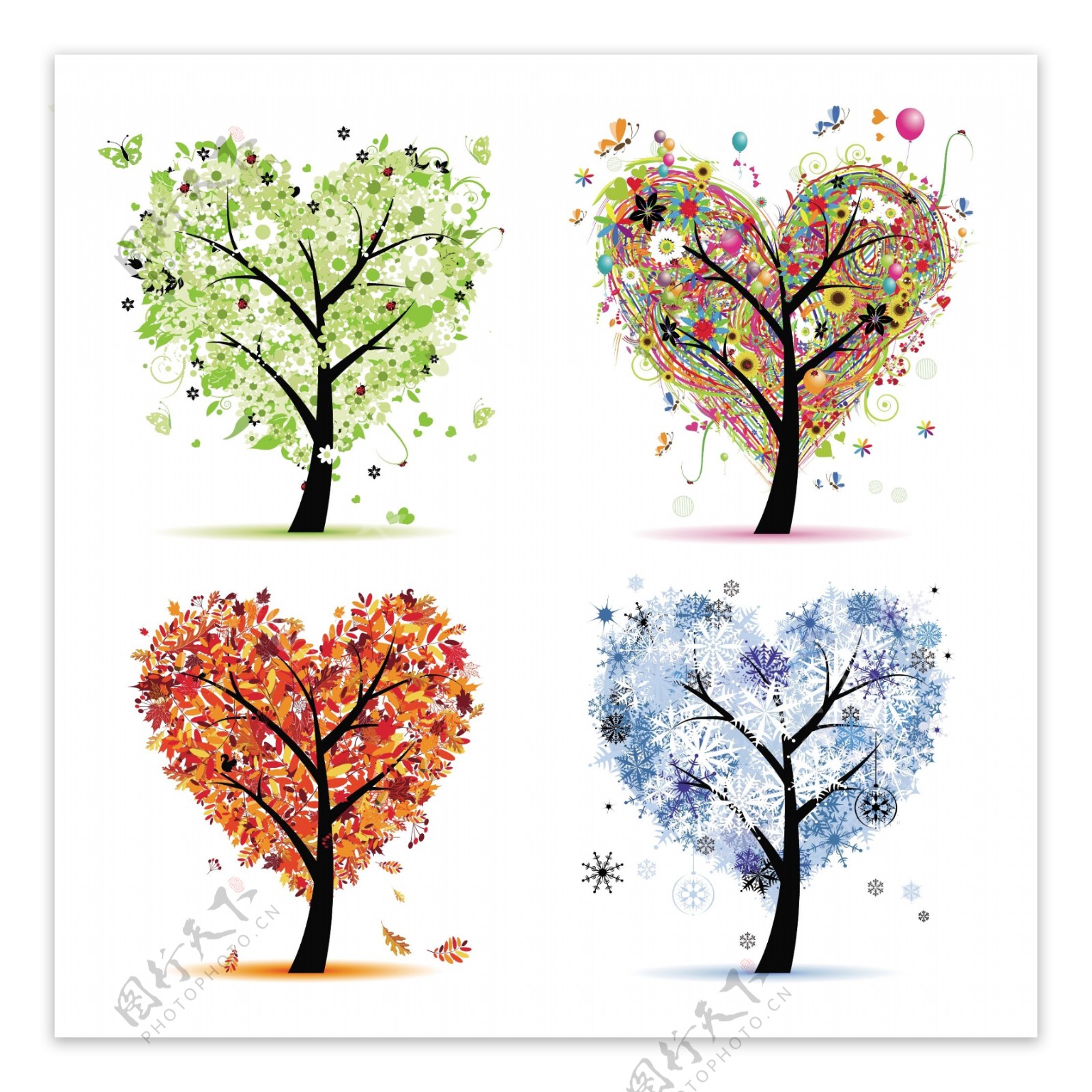 四季树画像设计心形树设计