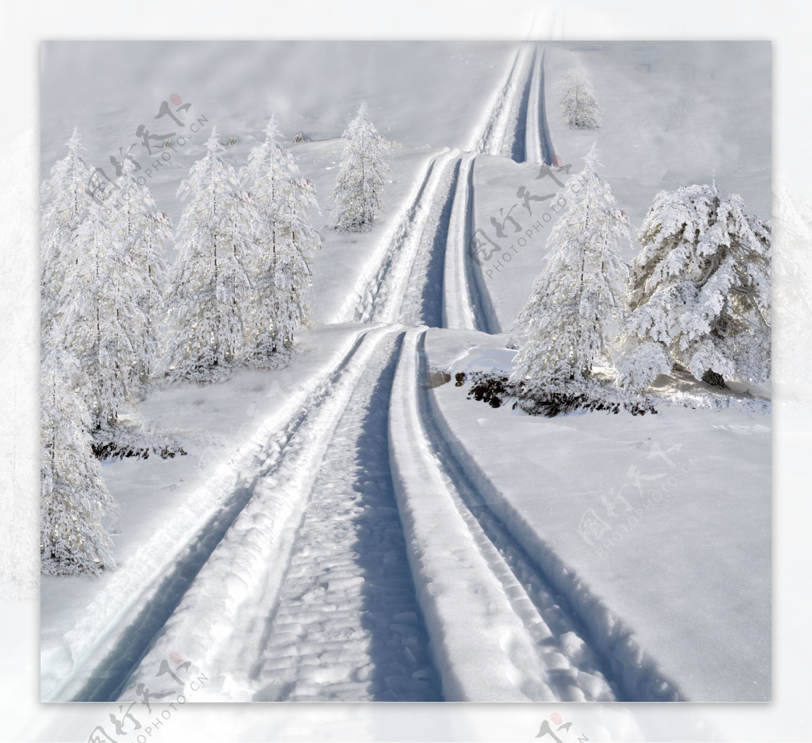美丽的雪地风景图片