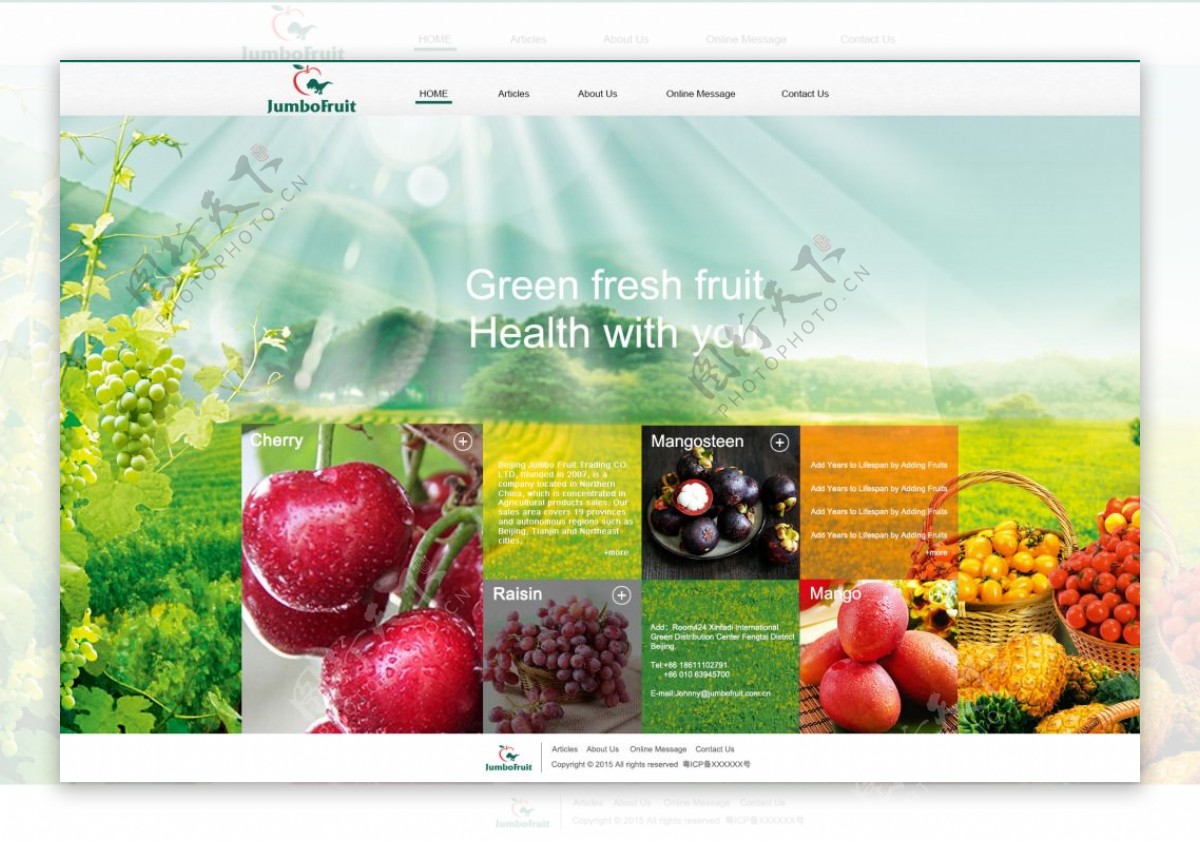 绿色水果果园网站界面设计
